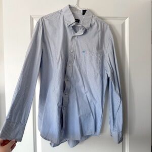 Izod Light Blue and White Striped Cotton Shirt